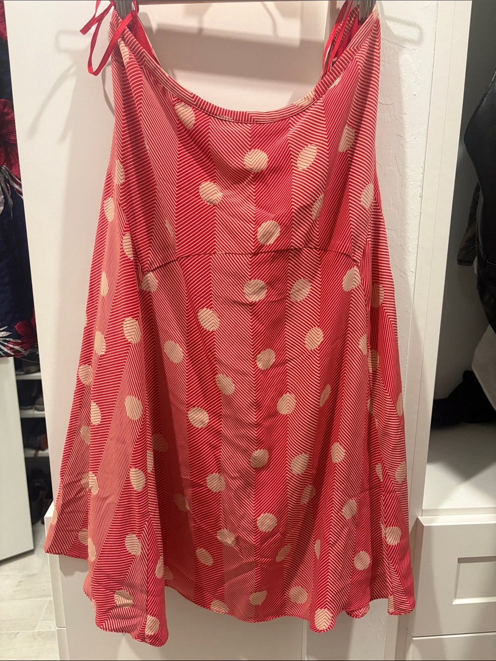 L.A.M.B. Red Circle-Print Skater Skirt with Cream Dots never worn